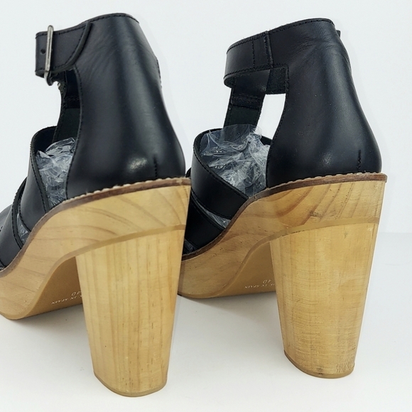 Free People Mix It Up Black Leather Platform Clog Heels EU40 - Picture 6 of 12